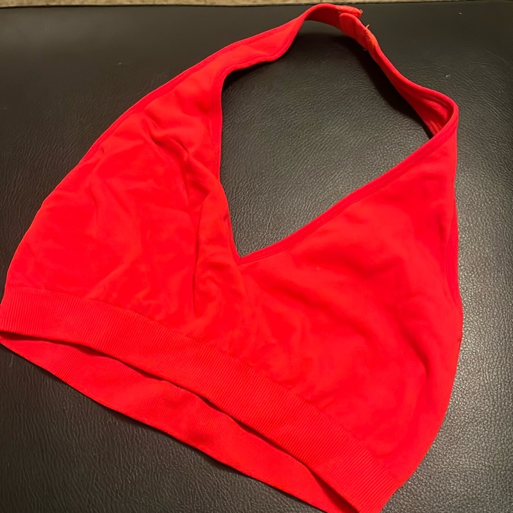 Aurola red halter sports bra